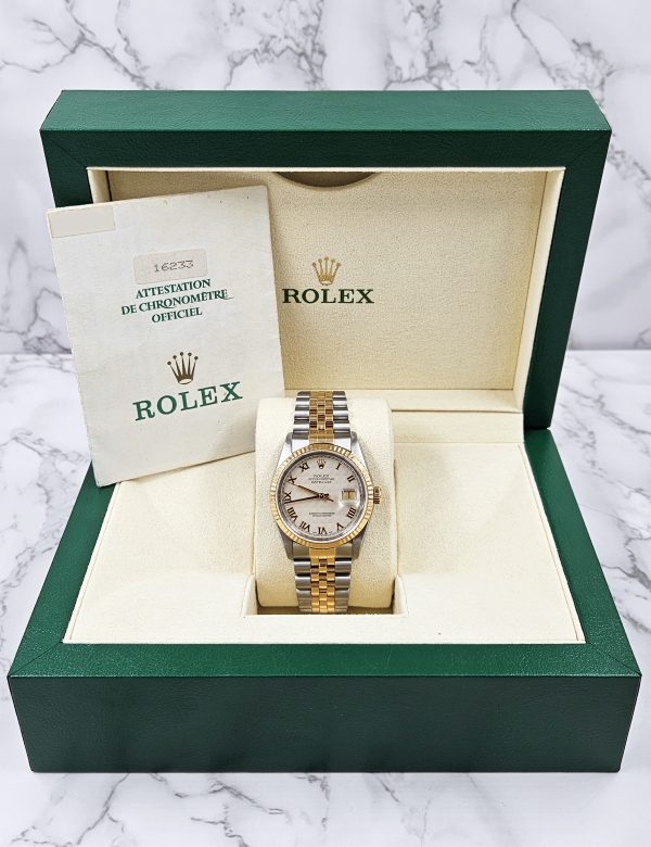 Mens Rolex Oyster Perpetual Datejust - Factory Pyramid Dial - Box / Papers. - Image 7
