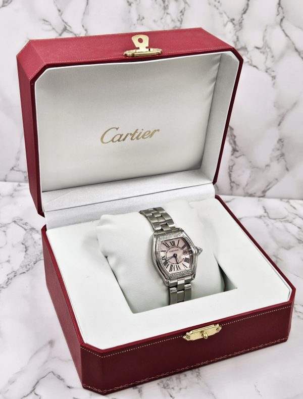 Ladies Cartier Roadster with Pink Dial VVS Diamond Bezel - Boxed - MINT - Image 8