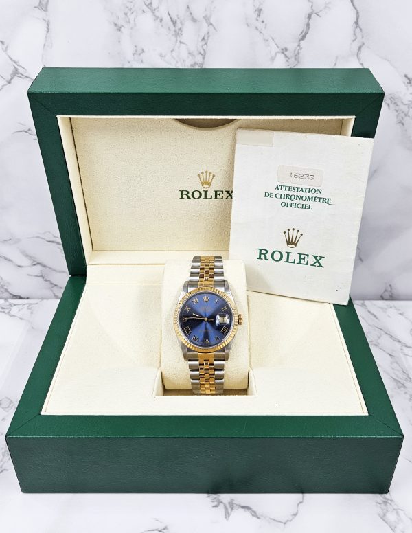 Stunning Gents Rolex Datejust Blue Roman Numeral Dial with Box and Papers - MINT - Image 7