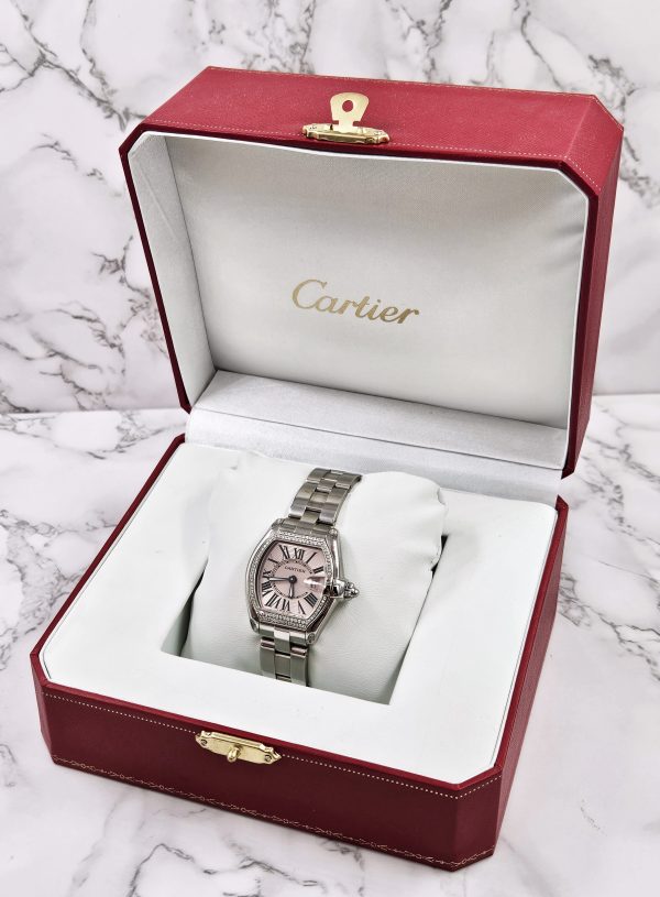 Ladies Cartier Roadster with Pink Dial VVS Diamond Bezel - Boxed - MINT - Image 9