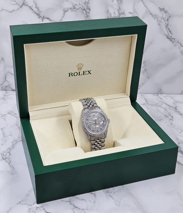 Mens Rolex Datejust with Full Diamond Dial, Bezel, Shoulders and Bracelet! - Image 7