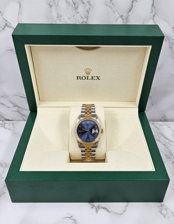 Stunning Gents Rolex Datejust Blue Roman Numeral Dial with Box and Papers - MINT - Image 8