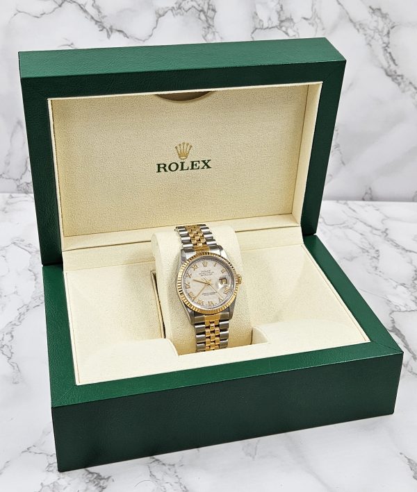 Mens Rolex Oyster Perpetual Datejust - Factory Pyramid Dial - Box / Papers. - Image 9