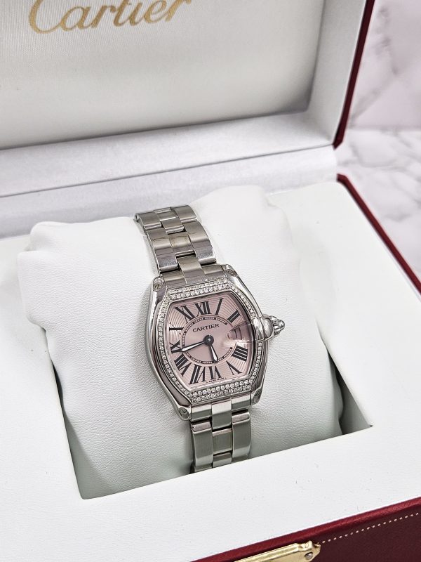 Ladies Cartier Roadster with Pink Dial VVS Diamond Bezel - Boxed - MINT - Image 10