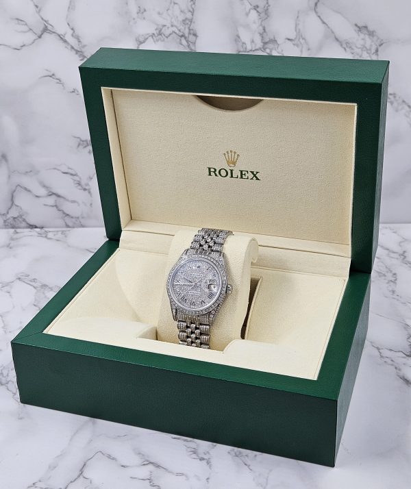 Mens Rolex Datejust with Full Diamond Dial, Bezel, Shoulders and Bracelet! - Image 8