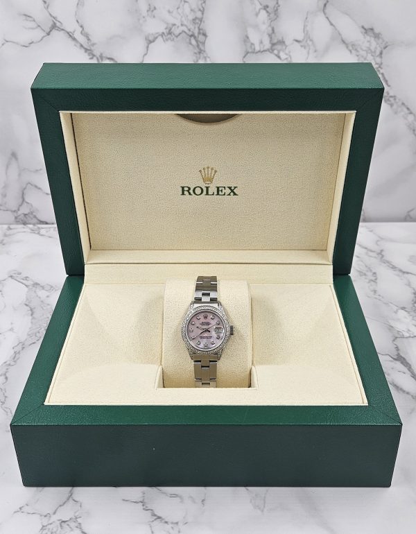 Ladies 26mm Rolex Datejust with Pink MOP Diamond Dial, Bezel & Shoulders. - Image 6