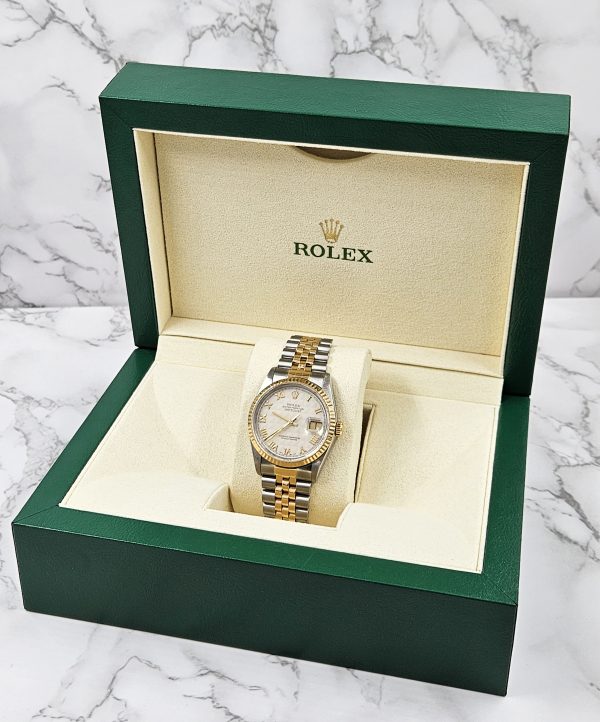 Mens Rolex Oyster Perpetual Datejust - Factory Pyramid Dial - Box / Papers. - Image 10