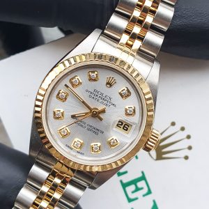 26mm Ladies Rolex Datejust with Silver Diamond Dial Box & Papers