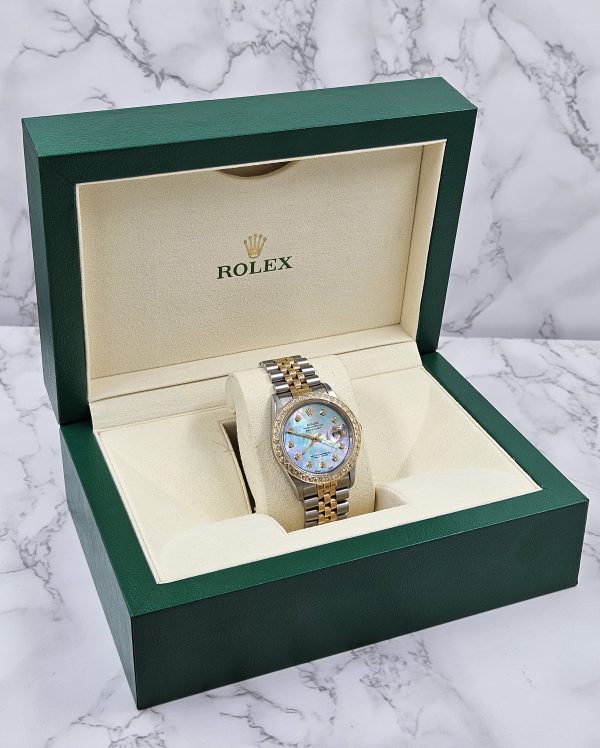 Gents Steel & Gold Rolex Datejust 16233 Blue Diamond Dial & Diamond Bezel - B&P! - Image 8