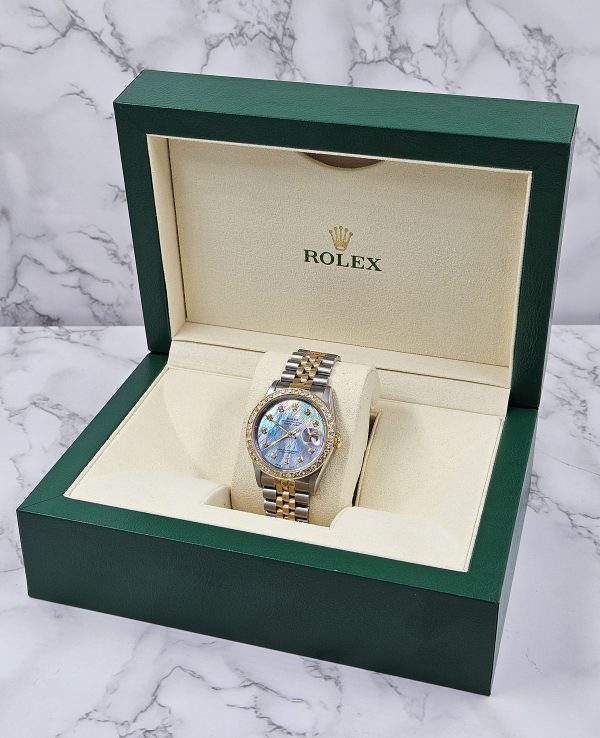 Gents Steel & Gold Rolex Datejust 16233 Blue Diamond Dial & Diamond Bezel - B&P! - Image 9