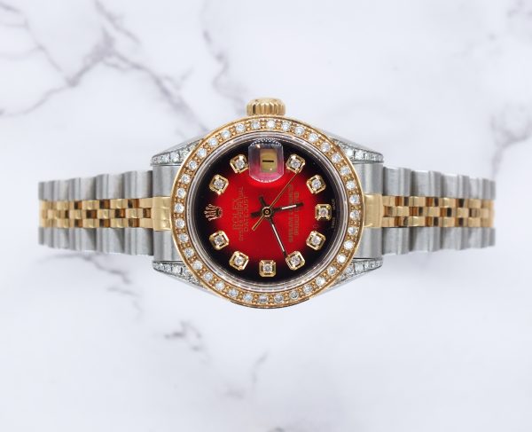 Ladies Rolex Datejust 'Fully Loaded' with Red Diamond Dial, Bezel & Shoulders - Image 2