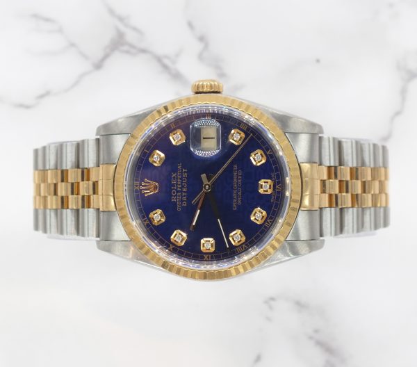 Gents Steel & Gold Rolex Datejust 16233 Blue Jubilee Diamond Dial - Box & Papers - Image 2