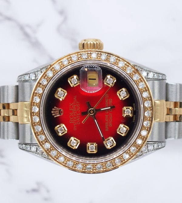 Ladies Rolex Datejust 'Fully Loaded' with Red Diamond Dial, Bezel & Shoulders - Image 3