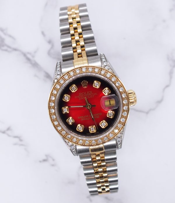 Ladies Rolex Datejust 'Fully Loaded' with Red Diamond Dial, Bezel & Shoulders - Image 5