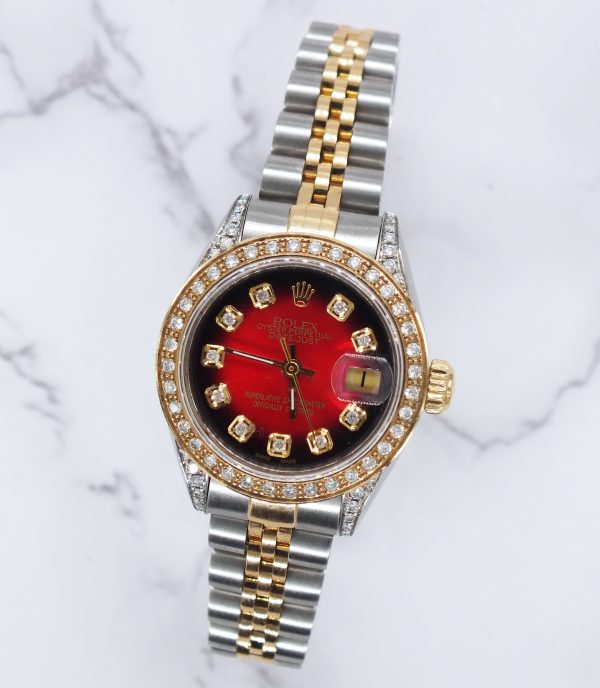 Ladies Rolex Datejust 'Fully Loaded' with Red Diamond Dial, Bezel & Shoulders - Image 4