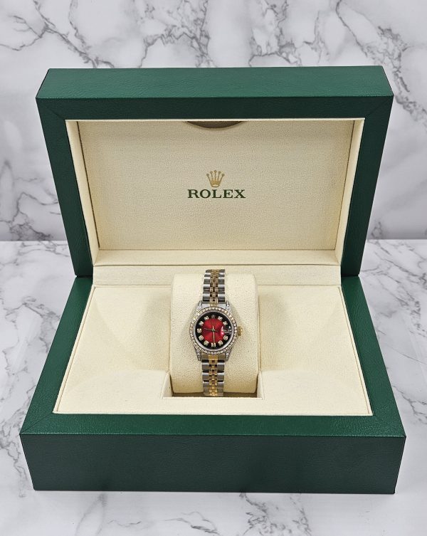 Ladies Rolex Datejust 'Fully Loaded' with Red Diamond Dial, Bezel & Shoulders - Image 6