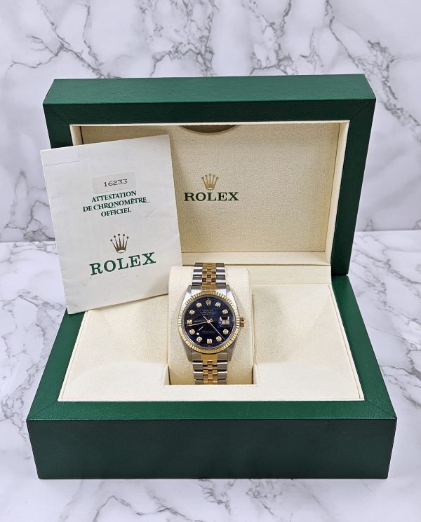 Gents Steel & Gold Rolex Datejust 16233 Blue Jubilee Diamond Dial - Box & Papers - Image 6