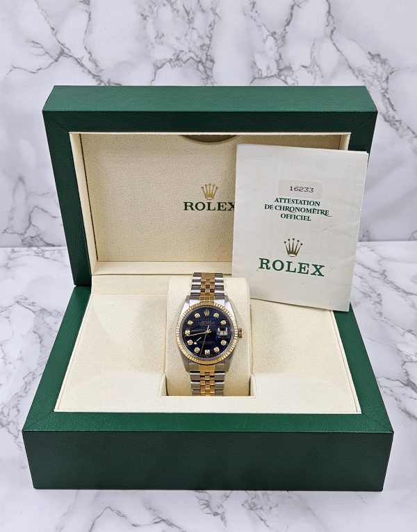 Gents Steel & Gold Rolex Datejust 16233 Blue Jubilee Diamond Dial - Box & Papers - Image 7