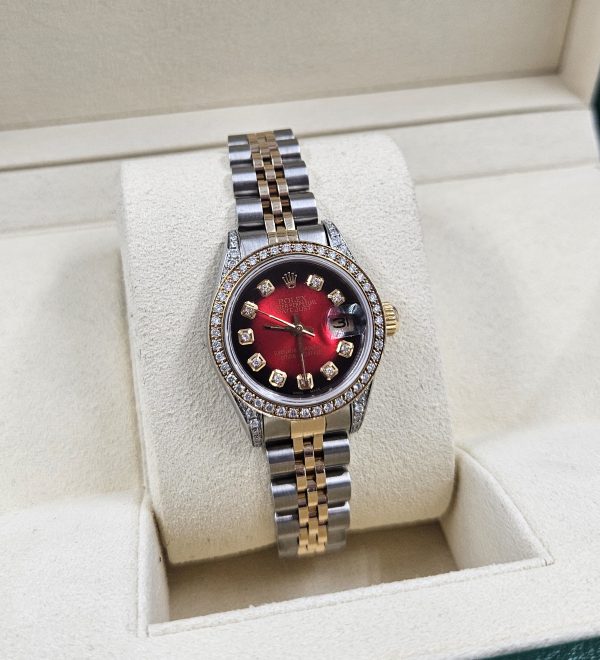 Ladies Rolex Datejust 'Fully Loaded' with Red Diamond Dial, Bezel & Shoulders - Image 9