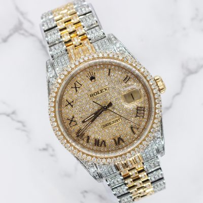 Rolex Datejust Mens 36mm with Full Diamond Dial, Bezel, Shoulders and Bracelet!