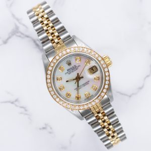 Ladies Rolex Datejust 26mm White MOP Diamond Dial & Bezel - Box and Papers!