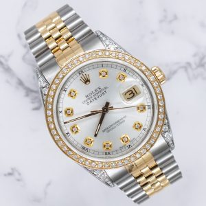 Rolex Datejust Mens 'Fully Loaded' with SILVER Diamond Dial, Bezel & Shoulders