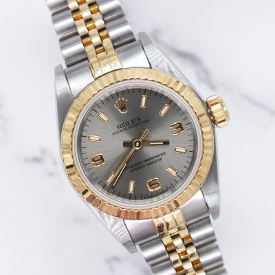 Bargain Ladies Steel & Gold Rolex Oyster Perpetual - Stunning Dial - Boxed