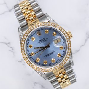 Rolex Datejust Mens 'Fully Loaded' Blue Diamond Dial, Bezel & Shoulders - MINT