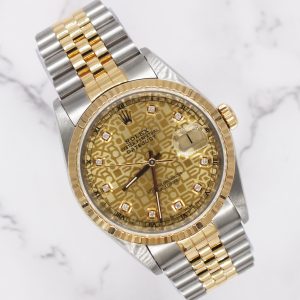 Mens Rolex Datejust in Steel & Gold with Stunning Champagne Jubilee Dial - B&P!