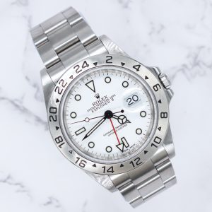 Men's Rolex Explorer II 16570 with White Dial - Box and Papers - 2001