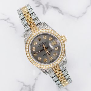 Ladies Rolex Datejust with Slate Grey Diamond Dial, Bezel, Shoulders & Bracelet