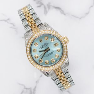 Ladies Rolex Datejust with Ice Blue Diamond Dial, Bezel, Shoulders & Bracelet