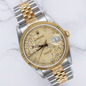 Gents Steel & Gold Rolex Datejust 36mm 16233 Factory Diamond Dial - Box & Papers