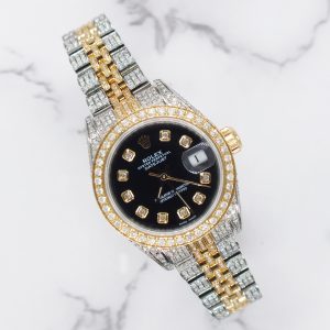 Ladies Rolex Datejust with Black Diamond Dial, Bezel, Shoulders and Bracelet!
