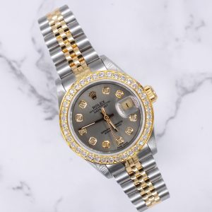 Ladies Steel & Gold Rolex Datejust 26mm 69173 Grey Diamond Dial & Bezel - Papers