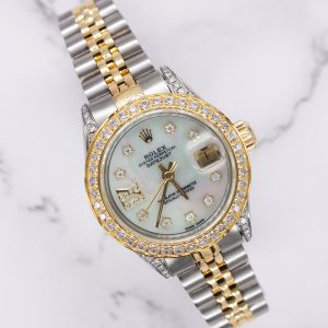 Ladies Steel & Gold Rolex Datejust 26mm ‘MOP’ Diamond Dial, Bezel and Shoulders