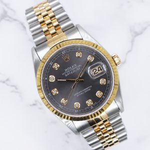 Rolex Datejust 36mm, Steel & Gold, 16233, Grey Diamond Dial. Box & Paper
