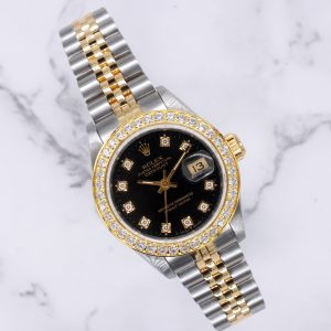 Rolex Datejust 26mm 69173 Factory Black Diamond Dial and Bezel with Box and Papers